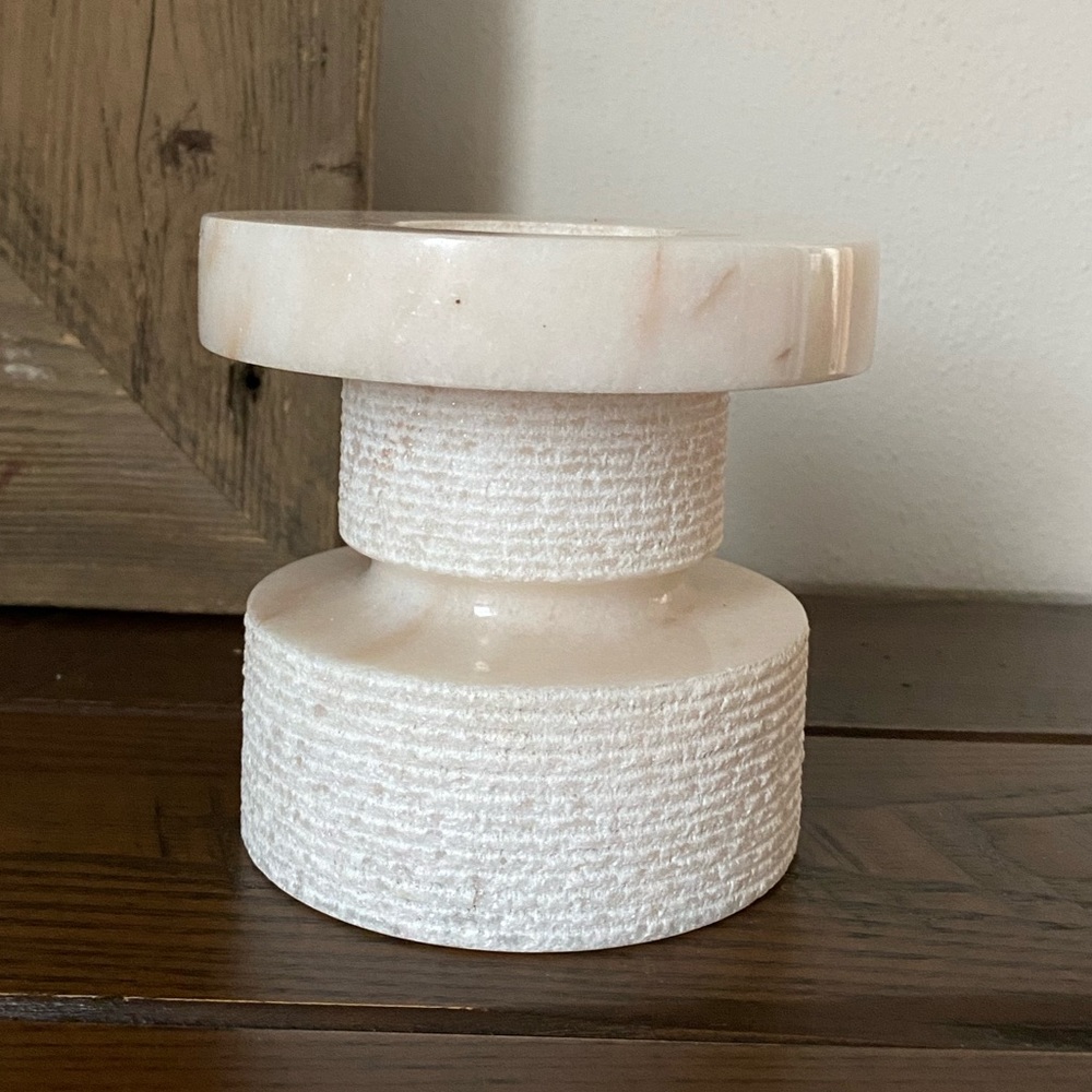 Vintage mid century Marblarte turned marble candle holder